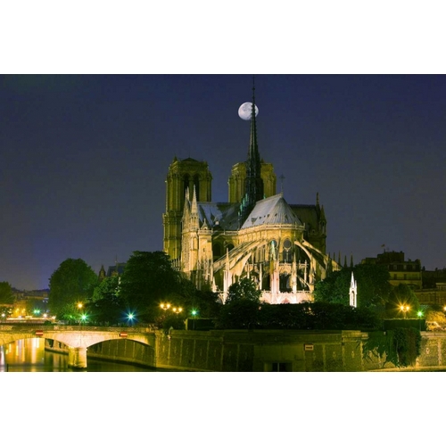France, Paris Full moon over Notre Dame